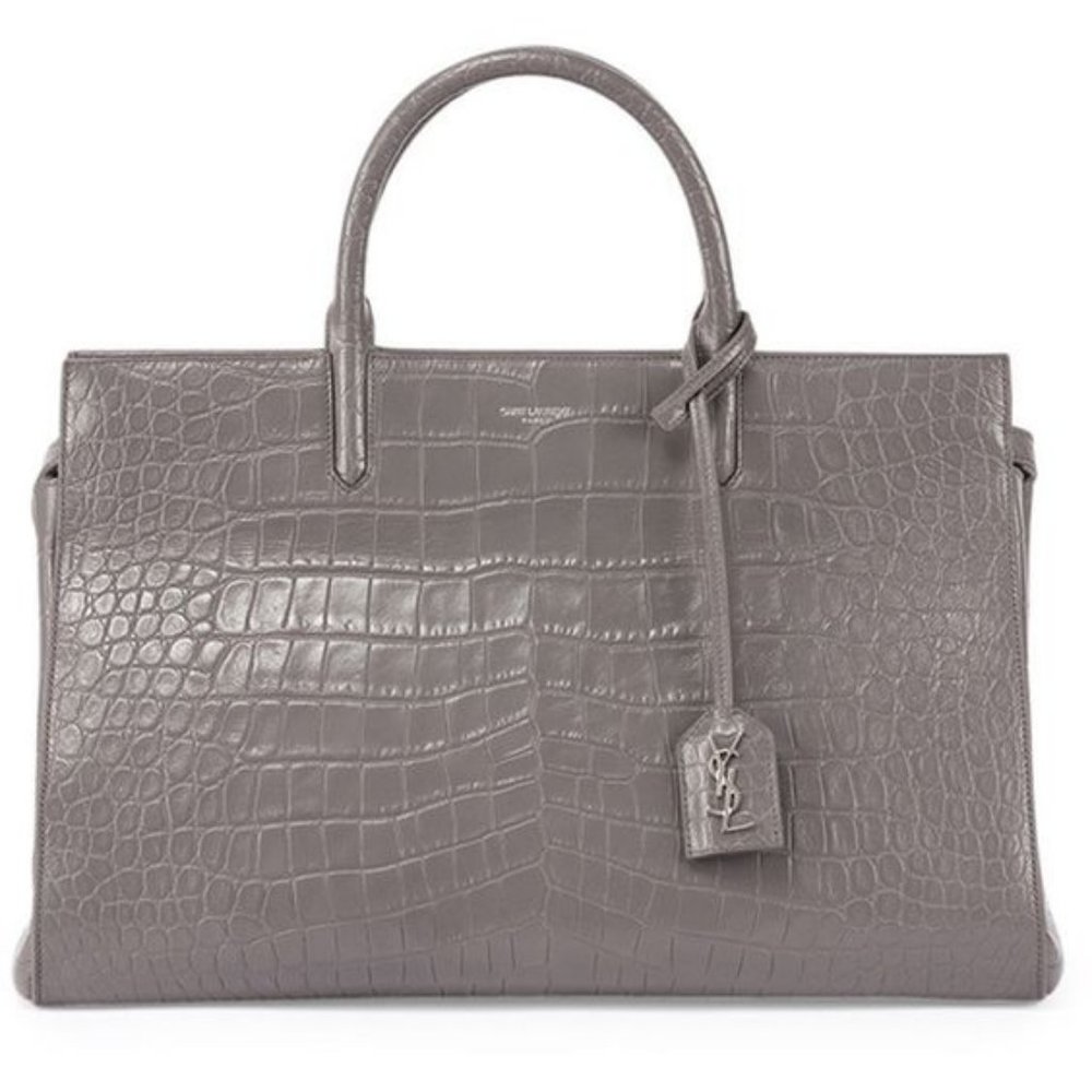 Saint Laurent Grey Croc Embossed Bag